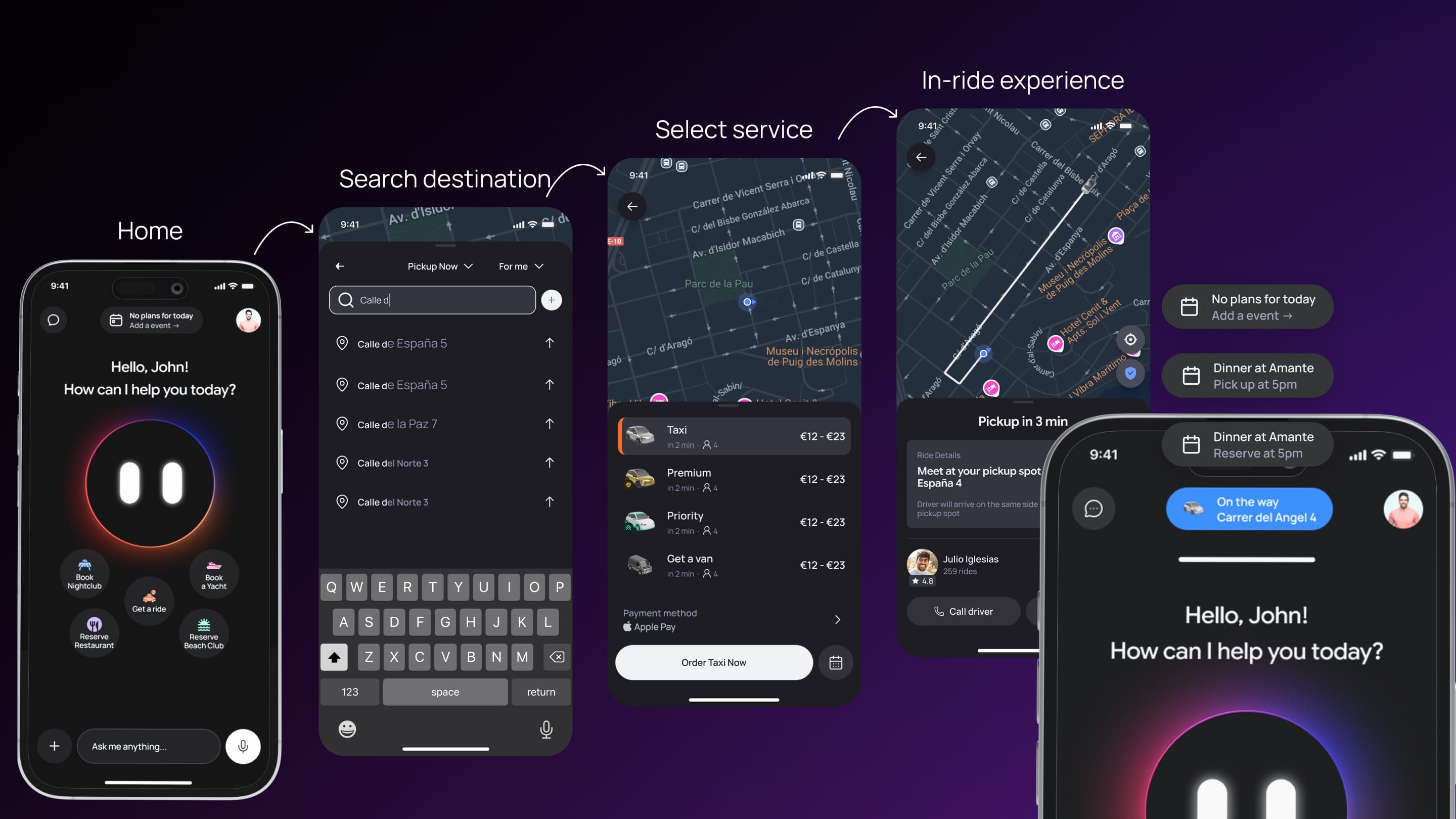 Real-time rideshare map + collapsible sheet + pill component